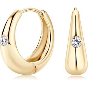 مويسانيتي أقراط دائرية كلاسيكية، D Color Lab Create Diamond، 14K مطلية بالذهب حلق من الفضة الاسترليني للنساء والرجال هدايا عيد الميلاد والمجوهرات in Kuwait