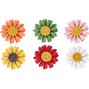 DD-life 6/12 Pcs Enamel Daisy Flower Lapel Pin Brooch Pin Plant Sunflower Suit Lapel Pin Fashion Shiny Brooch for Any Special Occasions (6 Colors x 2)