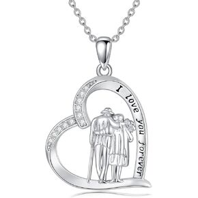 PELOVNY Mother's Day Gifts Mother Father Daughter Brother Necklace 925 Sterling Silver Mothers Day Birthday Graduation Gifts Necklace Family Jewelry Gifts for Women Men Mom Daughter Brother