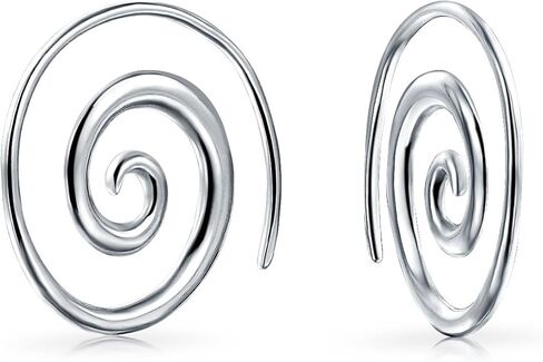 Boho Hammered Geometric Round Labyrinth Swirl Wire Spiral Hoop Threader Stud Earrings For Women Teen Yellow 14K Gold Plated .925 Sterling Silver in Saudi Arabia