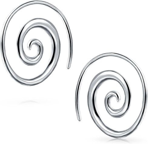 Boho Hammered Geometric Round Labyrinth Swirl Wire Spiral Hoop Threader Stud Earrings For Women Teen Yellow 14K Gold Plated .925 Sterling Silver in Saudi Arabia