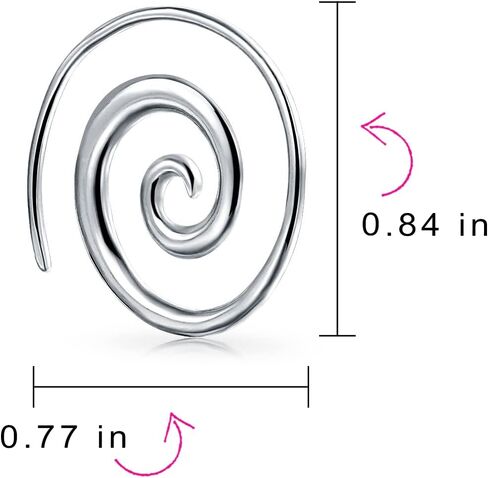 Boho Hammered Geometric Round Labyrinth Swirl Wire Spiral Hoop Threader Stud Earrings For Women Teen Yellow 14K Gold Plated .925 Sterling Silver in Saudi Arabia