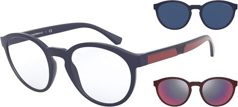 Emporio Armani Men's Ea4152 Prescription Eyewear Frames with Two Interchangeable Sun Clip-ons Round in Saudi Arabia