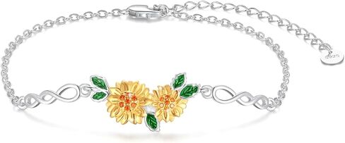 سوار عباد الشمس للنساء 925 الفضة الاسترليني سوار عباد الشمس لذيذ أنت بلدي الشمس المشرقة عباد الشمس أساور مجوهرات قابلة للتعديل هدايا لأمي عيد الميلاد عيد الميلاد in Kuwait