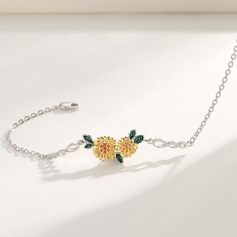 سوار عباد الشمس للنساء 925 الفضة الاسترليني سوار عباد الشمس لذيذ أنت بلدي الشمس المشرقة عباد الشمس أساور مجوهرات قابلة للتعديل هدايا لأمي عيد الميلاد عيد الميلاد in Kuwait