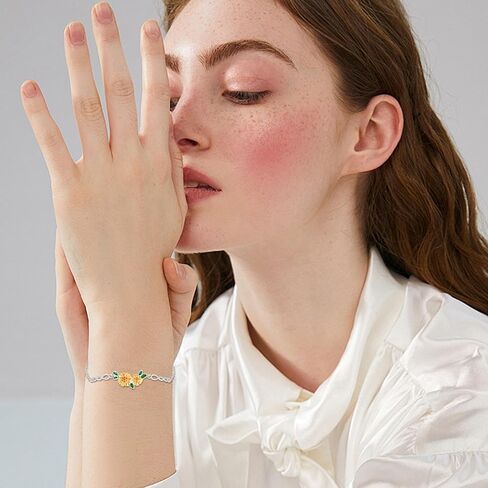 سوار عباد الشمس للنساء 925 الفضة الاسترليني سوار عباد الشمس لذيذ أنت بلدي الشمس المشرقة عباد الشمس أساور مجوهرات قابلة للتعديل هدايا لأمي عيد الميلاد عيد الميلاد in Kuwait