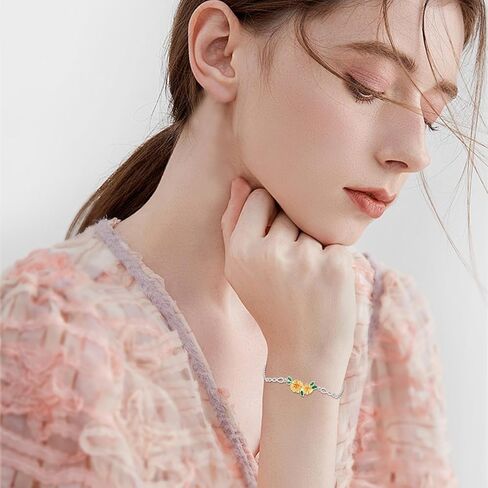 سوار عباد الشمس للنساء 925 الفضة الاسترليني سوار عباد الشمس لذيذ أنت بلدي الشمس المشرقة عباد الشمس أساور مجوهرات قابلة للتعديل هدايا لأمي عيد الميلاد عيد الميلاد in Kuwait