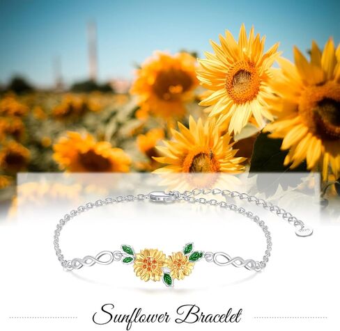 سوار عباد الشمس للنساء 925 الفضة الاسترليني سوار عباد الشمس لذيذ أنت بلدي الشمس المشرقة عباد الشمس أساور مجوهرات قابلة للتعديل هدايا لأمي عيد الميلاد عيد الميلاد in Kuwait