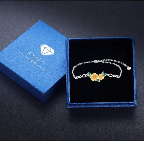 سوار عباد الشمس للنساء 925 الفضة الاسترليني سوار عباد الشمس لذيذ أنت بلدي الشمس المشرقة عباد الشمس أساور مجوهرات قابلة للتعديل هدايا لأمي عيد الميلاد عيد الميلاد in Kuwait