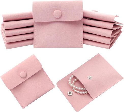 12pcs Microfiber Jewelry Pouch 8x8cm Microfiber Jewelry Bags Microfiber Jewelry Packaging Bag Luxury Small Jewelry Gift Bags Small Jewelry Pouch Snap Button Envelope Style Packaging in Kuwait