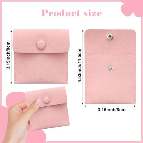 12pcs Microfiber Jewelry Pouch 8x8cm Microfiber Jewelry Bags Microfiber Jewelry Packaging Bag Luxury Small Jewelry Gift Bags Small Jewelry Pouch Snap Button Envelope Style Packaging in Kuwait