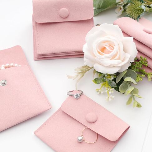 12pcs Microfiber Jewelry Pouch 8x8cm Microfiber Jewelry Bags Microfiber Jewelry Packaging Bag Luxury Small Jewelry Gift Bags Small Jewelry Pouch Snap Button Envelope Style Packaging in Kuwait