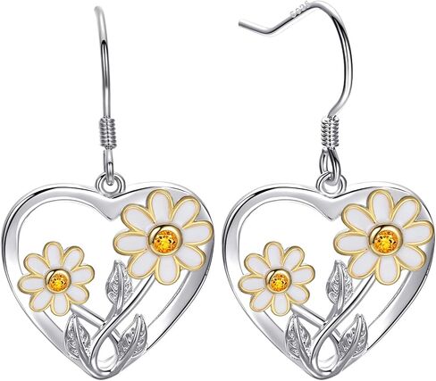Sterling Silver Post Daisy Flower/Cowgirl Cowboy Dangle Drop Earrings for Women, Sterling Silver Hummingbird/Bee Stud Earrings Jewelry for Women Girls in Saudi Arabia