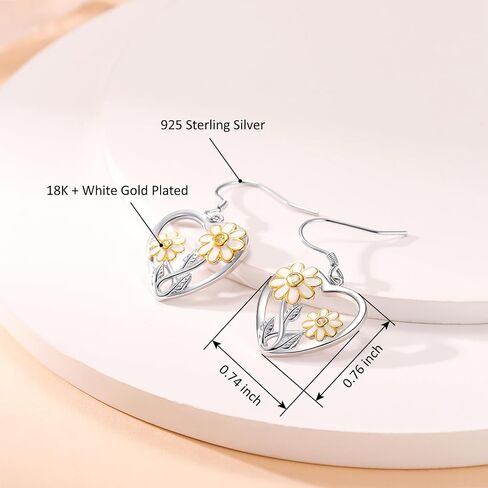 Sterling Silver Post Daisy Flower/Cowgirl Cowboy Dangle Drop Earrings for Women, Sterling Silver Hummingbird/Bee Stud Earrings Jewelry for Women Girls in Saudi Arabia
