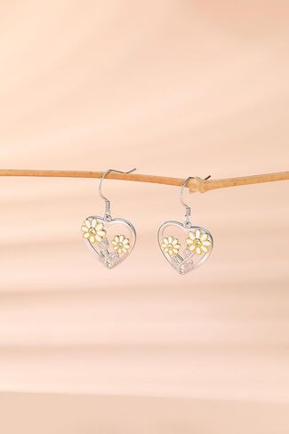 Sterling Silver Post Daisy Flower/Cowgirl Cowboy Dangle Drop Earrings for Women, Sterling Silver Hummingbird/Bee Stud Earrings Jewelry for Women Girls in Saudi Arabia