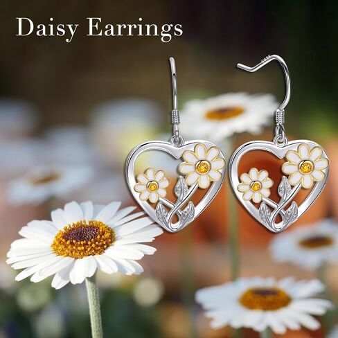 Sterling Silver Post Daisy Flower/Cowgirl Cowboy Dangle Drop Earrings for Women, Sterling Silver Hummingbird/Bee Stud Earrings Jewelry for Women Girls in Saudi Arabia