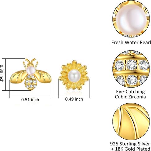 Sterling Silver Post Daisy Flower/Cowgirl Cowboy Dangle Drop Earrings for Women, Sterling Silver Hummingbird/Bee Stud Earrings Jewelry for Women Girls in Saudi Arabia