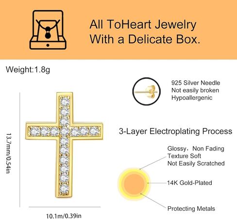 ToHeart Gold Cross Hoop Earrings for Womens Minimalist Gold Earrings Dangle Elegant Hypoallergenic Gifts in Kuwait