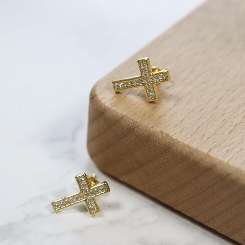 ToHeart Gold Cross Hoop Earrings for Womens Minimalist Gold Earrings Dangle Elegant Hypoallergenic Gifts in Kuwait
