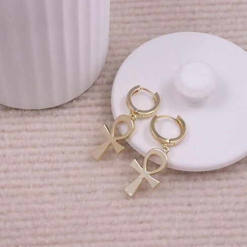 أقراط توهارت الذهبية المتقاطعة للنساء أقراط ذهبية بسيطة تتدلى هدايا أنيقة لا تسبب الحساسية in Kuwait