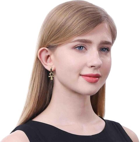 أقراط توهارت الذهبية المتقاطعة للنساء أقراط ذهبية بسيطة تتدلى هدايا أنيقة لا تسبب الحساسية in Kuwait