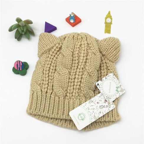 Amberetech Cute Woollike Knitted CAT Kitty Ears Women Lady Girl Headgear Crochet Hats in Saudi Arabia