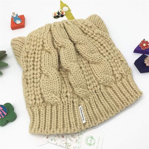Amberetech Cute Woollike Knitted CAT Kitty Ears Women Lady Girl Headgear Crochet Hats in Saudi Arabia