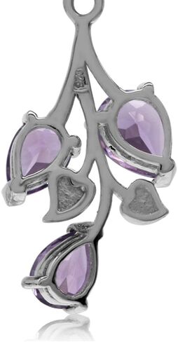 Silvershake Pear Shape Birthstone Gemstone Antique Finishing 925 Sterling Silver Leaf Vintage Inspired Pendant with 18 Inch Chain Necklace Jewelry for Women in Saudi Arabia