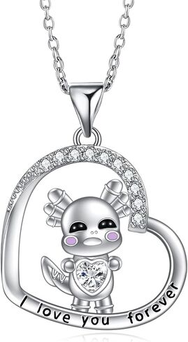 Penguin/Elephant/Frog Mushroom/Cat/Fox/Highland Cow/Axolotl/Dinosaur Necklace Jewelry for Women Birthday Christmas Gifts in Saudi Arabia
