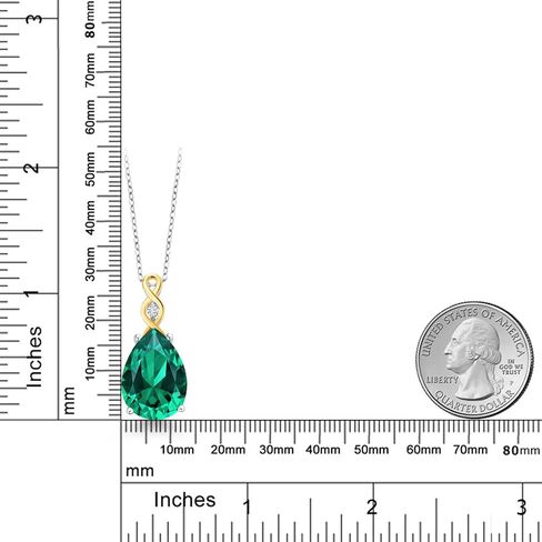 Gem Stone King 925 Sterling Silver & 10K Yellow Gold Gemstone Birthstone and Lab Grown Diamond Necklace | Teardrop Necklace For Women | By Keren Hanan | With 18 Inch Chain in Saudi Arabia