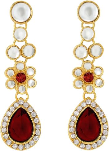 Aheli Traditional Gold Plated Kundan Beads Studded Choker Necklace Dangle Earrings & Maangtikka Set Ethnic Fashion Jewellery Gift for Women in Saudi Arabia
