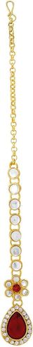 Aheli Traditional Gold Plated Kundan Beads Studded Choker Necklace Dangle Earrings & Maangtikka Set Ethnic Fashion Jewellery Gift for Women in Saudi Arabia