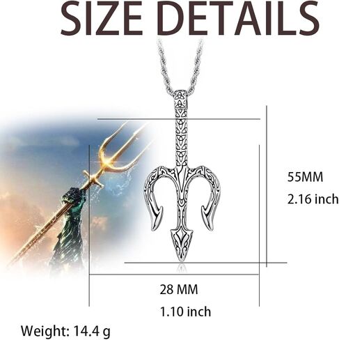 قلادة ترايدنت/السيف للرجال بوسيدون ترايدنت قلادة مجوهرات هدايا للنساء in Kuwait