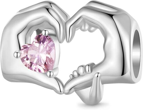 GNOCE Finger With Heart Love Charms for Bracelet 925 Sterling Silver Forever Heart Bead Charm for Women Mom Mother'S Day Gift Family Wife Lover in Saudi Arabia