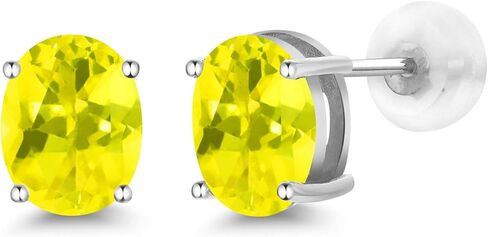 Gem Stone King 14K Gold 8X6MM Oval Gemstone Birthstone Stud Earrings | Gold Earrings for Women in Saudi Arabia