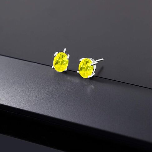 Gem Stone King 14K Gold 8X6MM Oval Gemstone Birthstone Stud Earrings | Gold Earrings for Women in Saudi Arabia