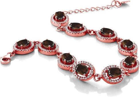 Gem Stone King 18K Rose Gold Plated Silver 7X5MM Oval Gemstone Birthstone Tennis Bracelet For Women Size 7.5 Inch in Saudi Arabia
