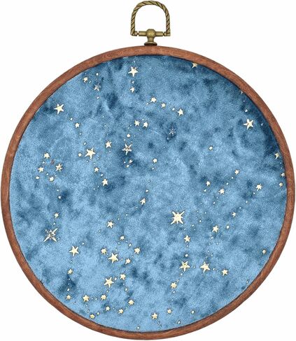 Wall Hanging Brooch Jewelry Storage Display Stand Enamel Pin Display Holder Earrings Necklace Glitter Pin Display Board with stars, Pin Collection Display, Canvas/leather Embroidery Hoop (Black) in Kuwait