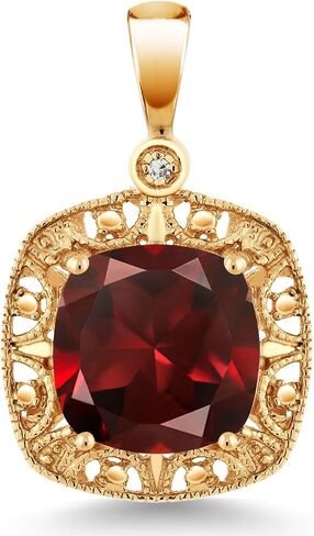 قلادة Gem Stone King من الذهب الأصفر عيار 10 قيراط مقاس 8 مم من الأحجار الكريمة وقلادة من الألماس الأبيض | قلادة قلادة ذهبية للنساء in Kuwait