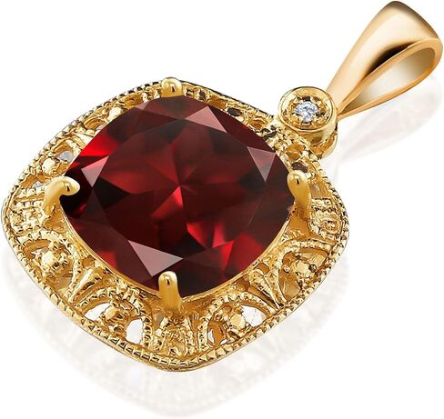 قلادة Gem Stone King من الذهب الأصفر عيار 10 قيراط مقاس 8 مم من الأحجار الكريمة وقلادة من الألماس الأبيض | قلادة قلادة ذهبية للنساء in Kuwait