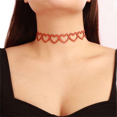 Hollow Heart Choker Necklace Sexy Thin Short Love Necklace Adjustable Soft Collar Necklace Accessories in Saudi Arabia