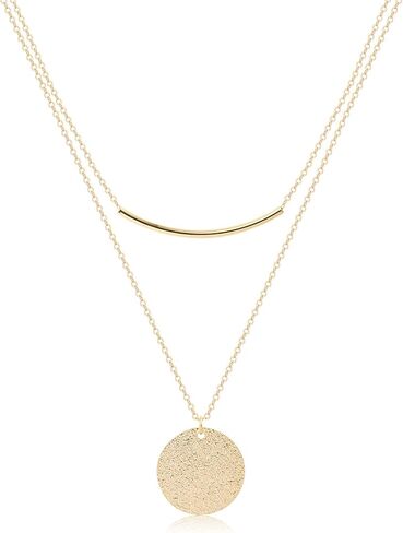 S.J JEWELRY Women Simple Delicate Full Moon 14K Gold Plated/Rose Gold/Silver Plated Layered Pendant Handmade Chokers Necklaces in Saudi Arabia