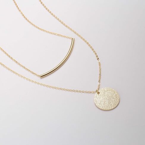 S.J JEWELRY Women Simple Delicate Full Moon 14K Gold Plated/Rose Gold/Silver Plated Layered Pendant Handmade Chokers Necklaces in Saudi Arabia