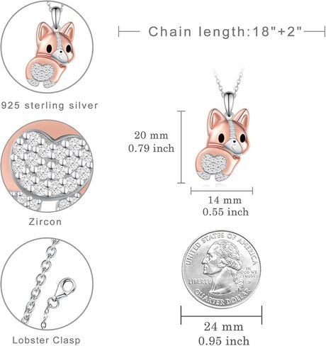 Dachshund/Corgi Necklace 925 Sterling Silver Dachshund Gifts Cute Animal Puppy Dog Jewelry Gifts for Women Dachshund Corgi Gifts Lovers in Kuwait