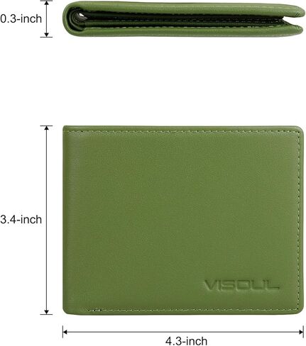 VISOUL Slim Bi-fold Wallet for Men and Women with 4 ID Windows 8 Card Slots 1 Cash Compartment, Soft Leather Credit Card Holder Wallet Two Tone with RFID Blocking (Black) in Kuwait