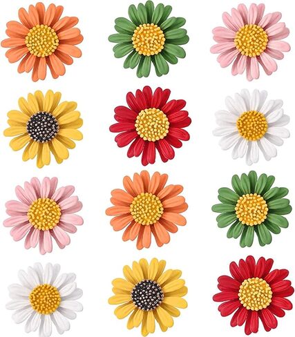DD-life 6/12 Pcs Enamel Daisy Flower Lapel Pin Brooch Pin Plant Sunflower Suit Lapel Pin Fashion Shiny Brooch for Any Special Occasions (6 Colors x 2) in Saudi Arabia