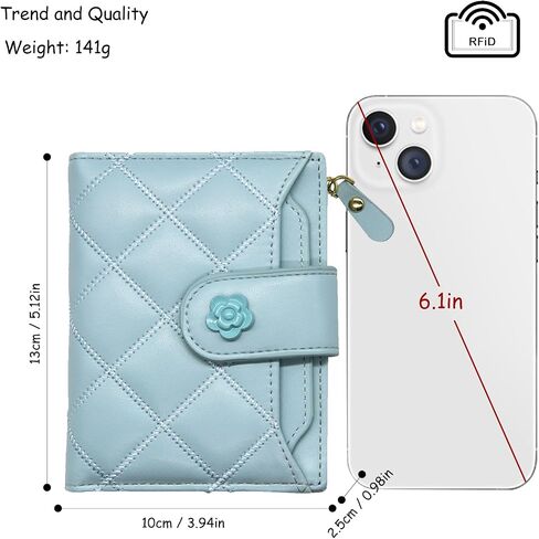Women Wallet Vegan Leather RFID Card Holder Small Bifold Zipper Pocket Short Wallet Coin Cash Purse with ID Window (Black) in Kuwait