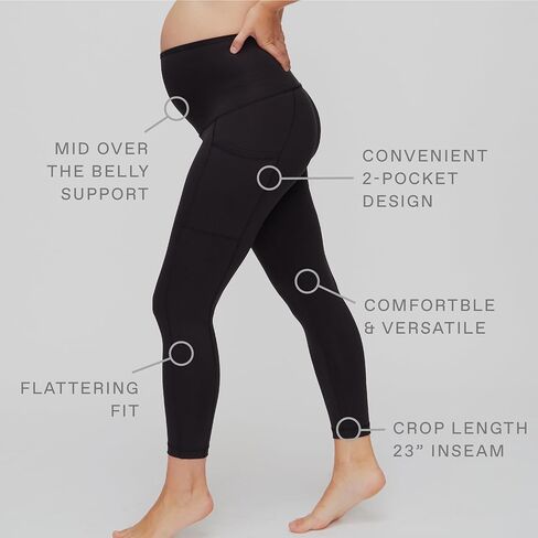 الأمومة الأمومة المرأة عالية الخصر فوق البطن الحمل تجريب جيب نشط يغطي الرجل 2-حزمة in Kuwait