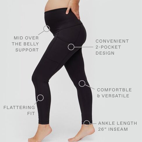 Motherhood Maternity Women's High Waist Over The Belly Pregnancy Workout Active Pocket Legging 2-Pack in Saudi Arabia