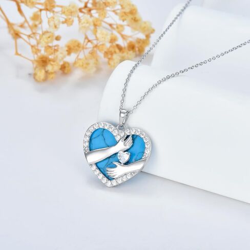 PELOVNY Mother's Day Gifts Mother Father Daughter Brother Necklace 925 Sterling Silver Mothers Day Birthday Graduation Gifts Necklace Family Jewelry Gifts for Women Men Mom Daughter Brother in Saudi Arabia